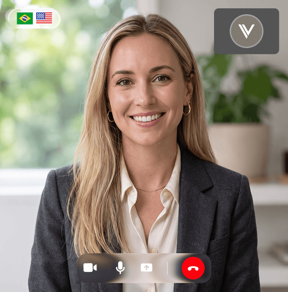 Atendimento por videochamada em português e inglês
